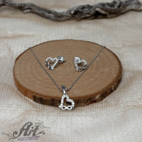 Сребърен комплект с циркони "Сърце с безкрайност" S-505A Сребърен комплект с циркони "Сърце с безкрайност" S-505A